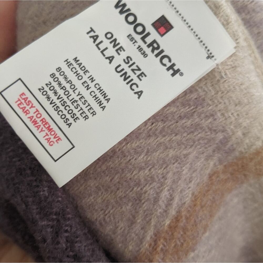 ⭐ Woolrich Pink Grey Cream Fringe Sweater Poncho One Size - Picture 5 of 5